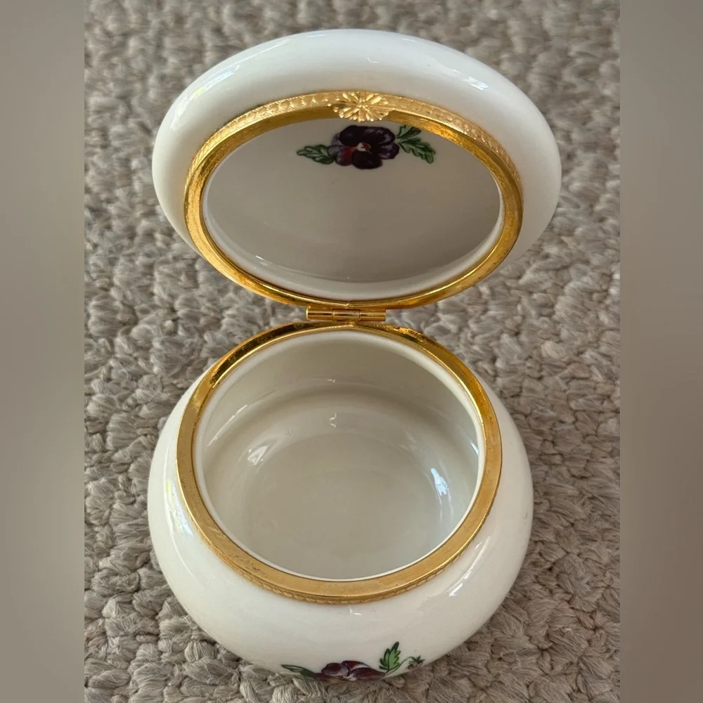 Vintage PartyLite Floral Porcelain Ceramic Trinket Box Tea Light